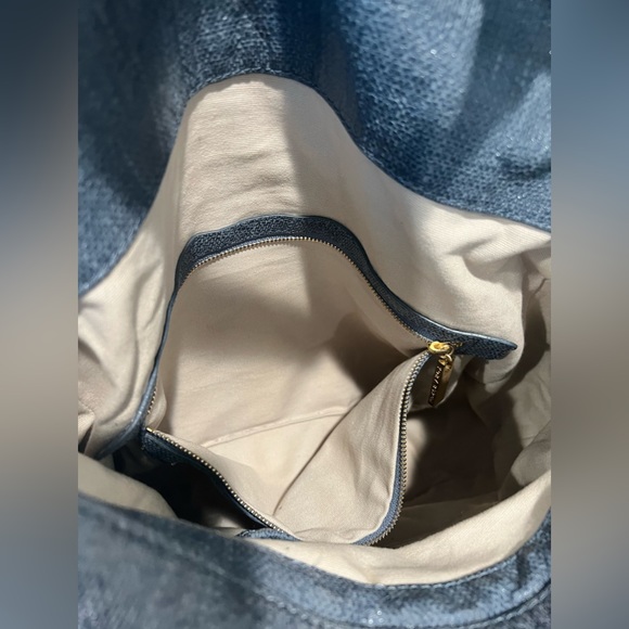 Tory Burch Coated Canvas 2 Way Shoulder Bag/Crossbody in Blue - Comes w/Dust bag - Picture 4 of 13